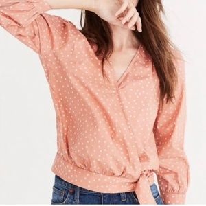 Madewell Wrap Top In Star Scatter, Antique Coral, Small